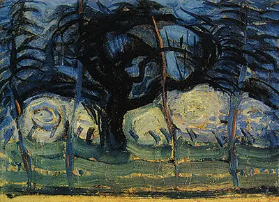 Apple Trees in Blue with Wavy Lines I Piet Mondrian